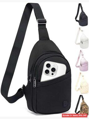 Lightweight Crossbody Sling Bag with 5 Pockets Adjustable Strap Travel